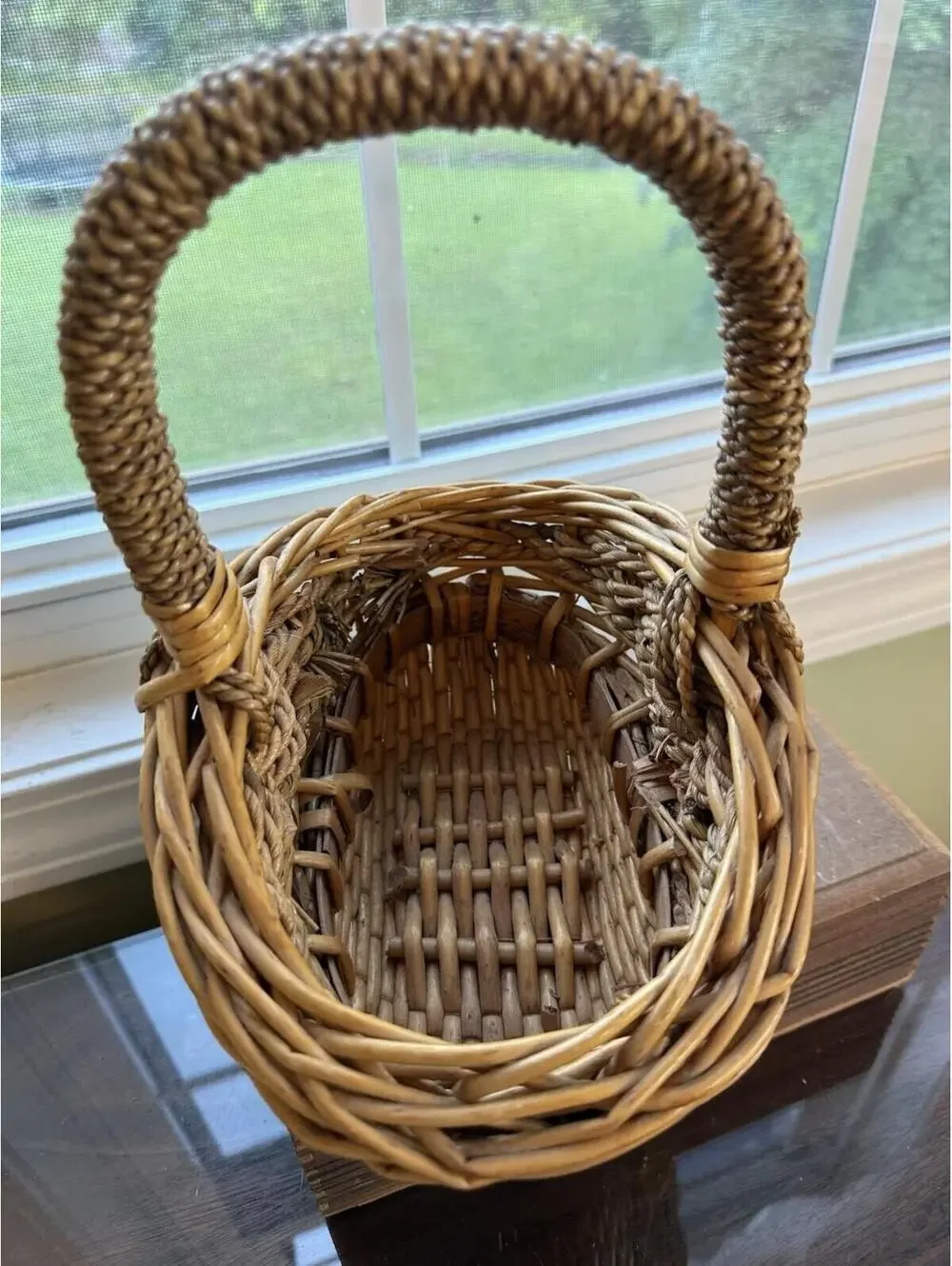Handmade Small Oval Woven Basket, country, cottagecore, granny core